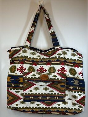 Coasters Southwestern Aztec Print Canvas Tote Bag Shoulder Bag